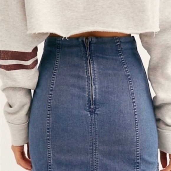 Free People Denim Mini Skirt in Blue - Picture 4 of 4